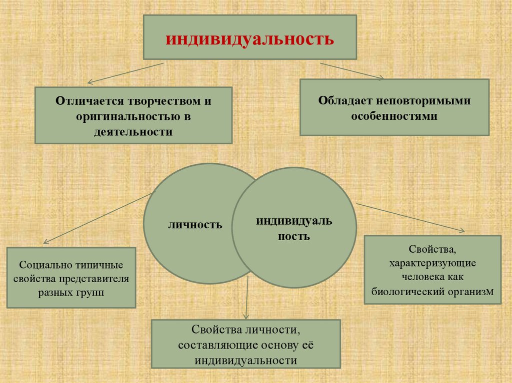 Характеристики относящиеся к индивиду