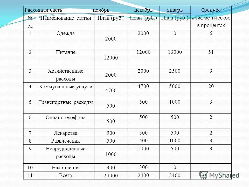 Финансовый план суммирующий доходы и расходы за определенный период времени