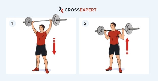 Жим штанги стоя из-за головы