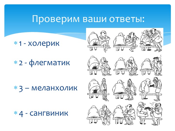 Картинка холерик флегматик меланхолик сангвиник