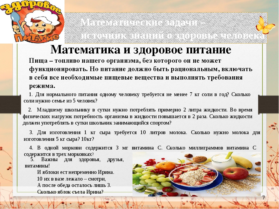 Проект математика здорового питания