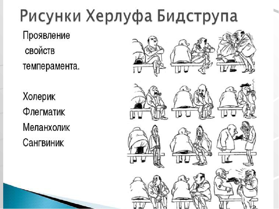 На рисунке 172 датским художником херлуфом бидструпом изображены сангвиник холерик флегматик