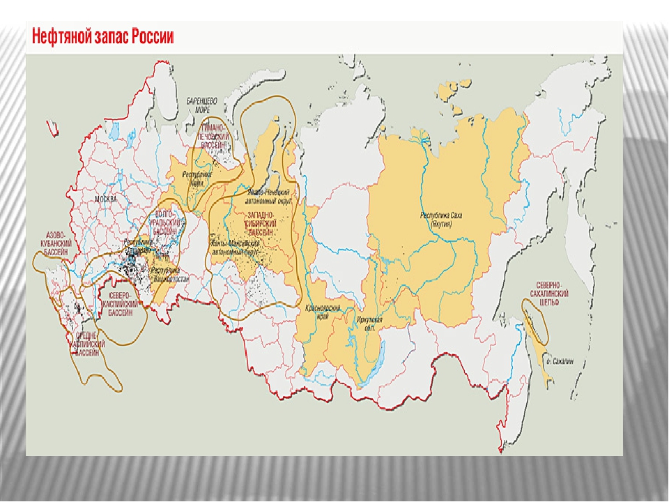 Карта нефтяных месторождений россии
