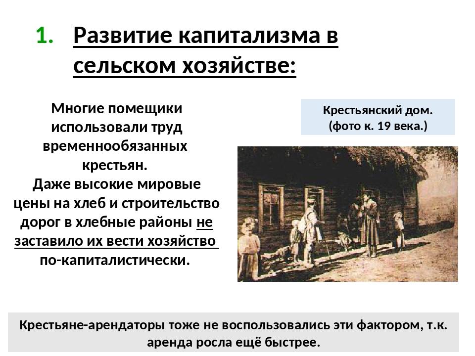 Век изменений. Крестьянское хозяйство в 19 веке пореформенная Россия. Развитие капитализма. Развитие капитализма в сельском хозяйстве. Помещичье хозяйство.