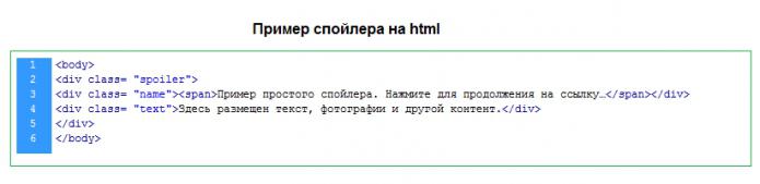 html код спойлера