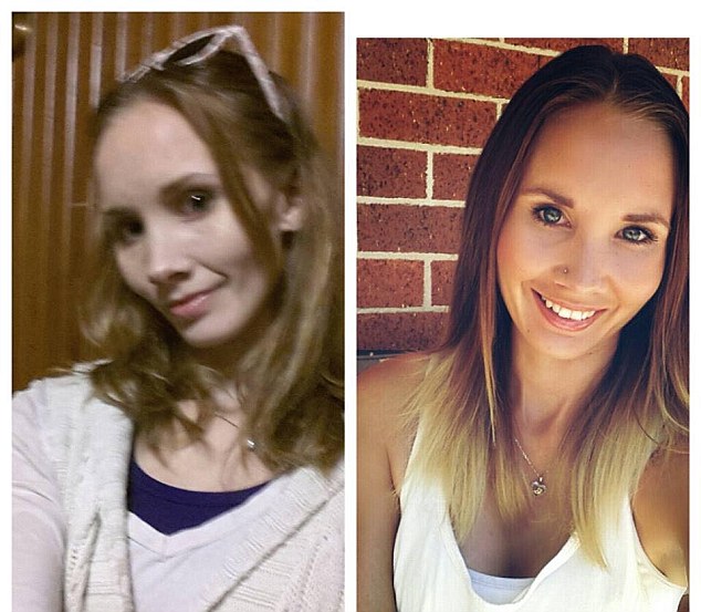 Recovered addict Darcy (pictured, left while on ice, and right after recovering) says she first smoked Ice at a backyard BBQ and after that for two years 